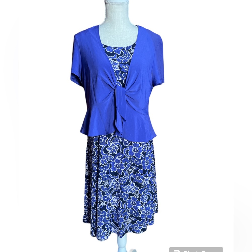 Perceptions New York 2 Piece Purple & Black Midi Dress